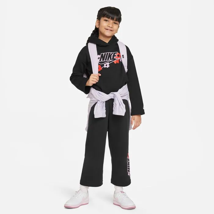 NIKE JUNIOR FLORAL FT BLACK HOODIE