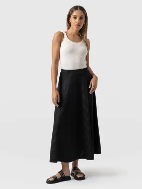 Nora A-Line Skirt - Black Jacquard