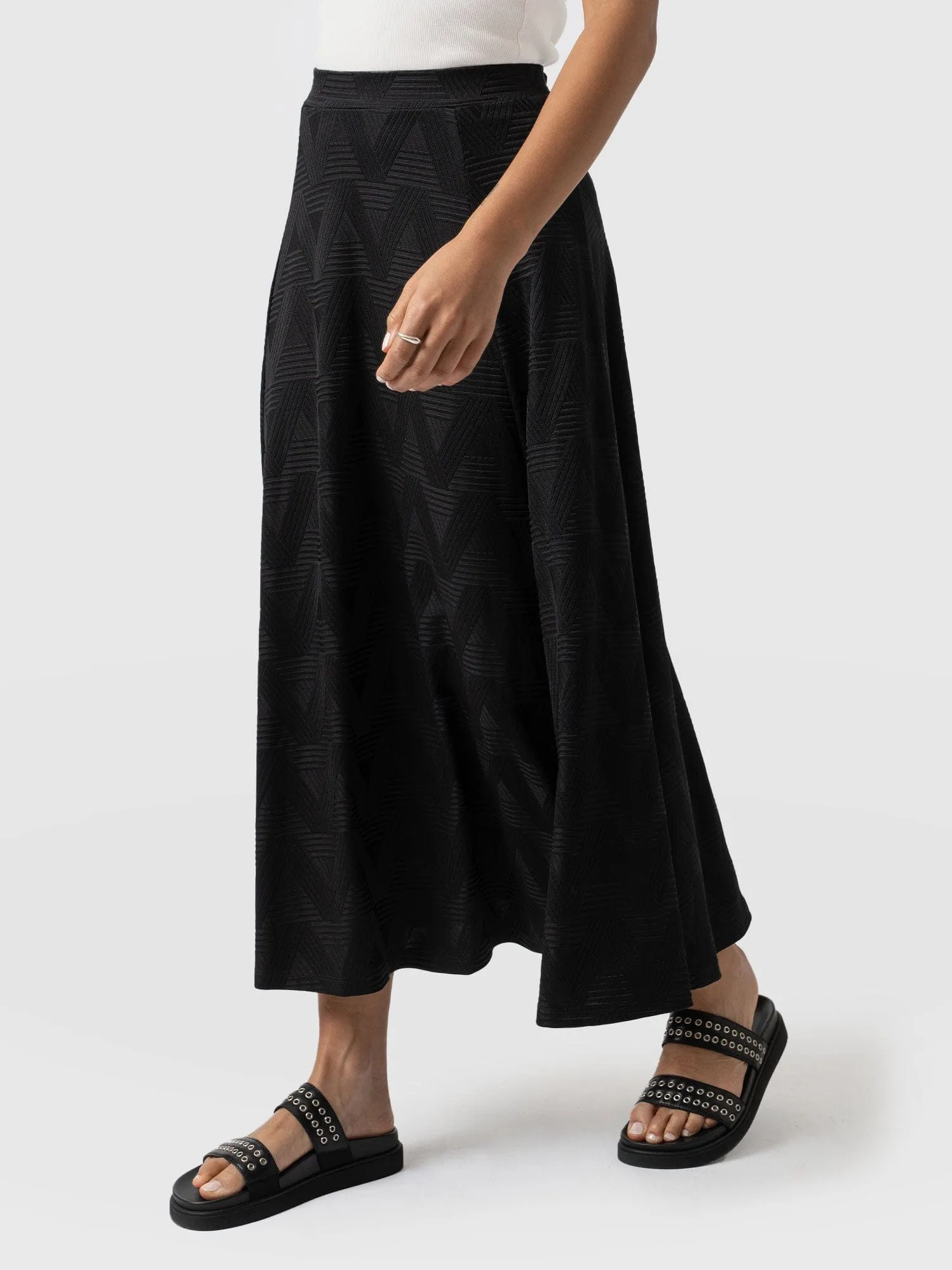 Nora A-Line Skirt - Black Jacquard