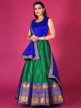 Odette Women Green Banarasi Silk Woven Stitched Gown