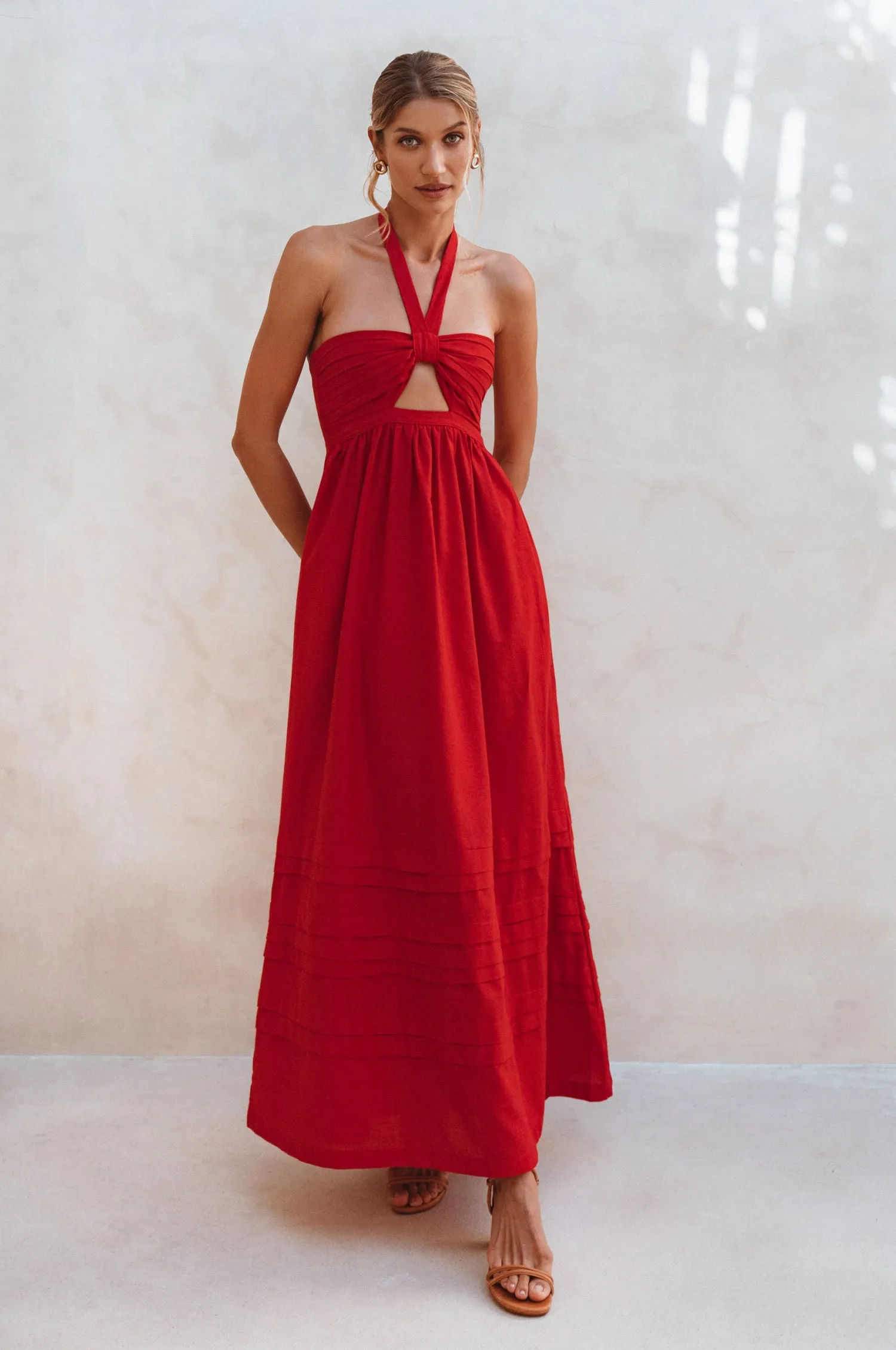 Penelope Halter Linen Maxi Dress