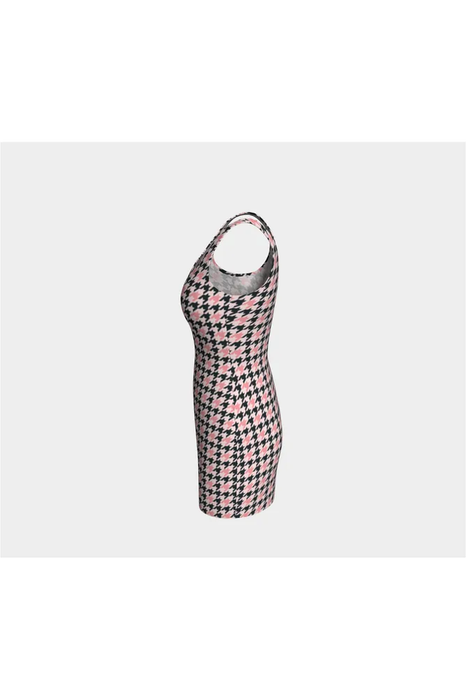 Pink Houndstooth Bodycon Dress