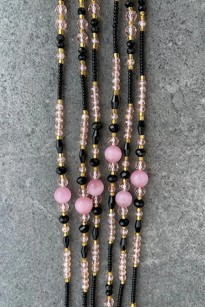 Pink Onyx Lux Tie On  Waist Beads