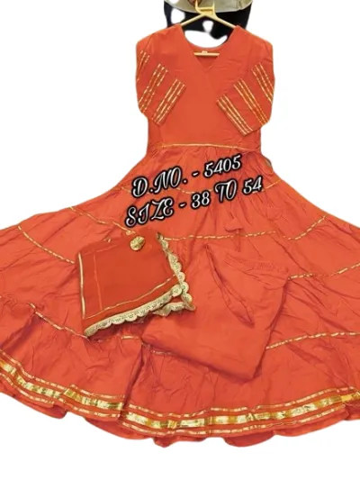 Plus Size Orange Rayon Flair Gotta Work Anarkali Suit Set