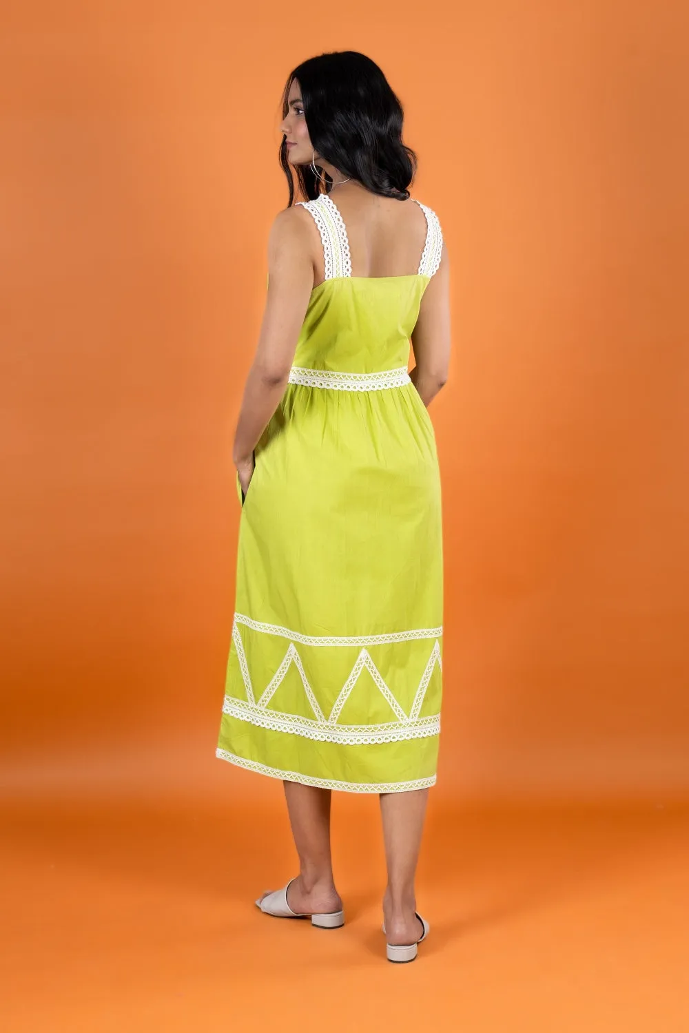 POPPY LACE MIDI DRESS LIME