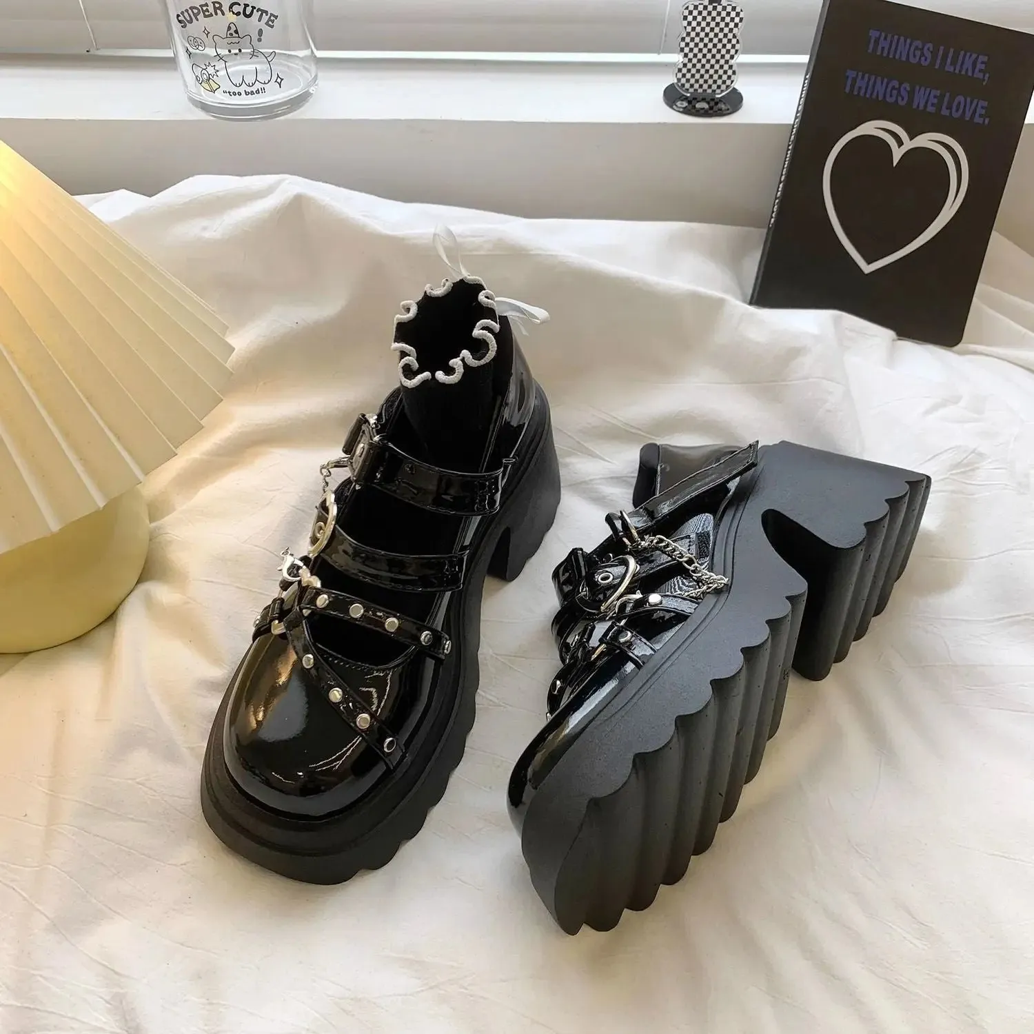 Punk Chunky Heart Mary Jane Lolita Shoes