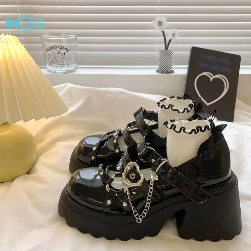 Punk Chunky Heart Mary Jane Lolita Shoes