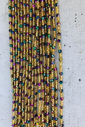 Rainbow and Gold Crystal Waist Beads