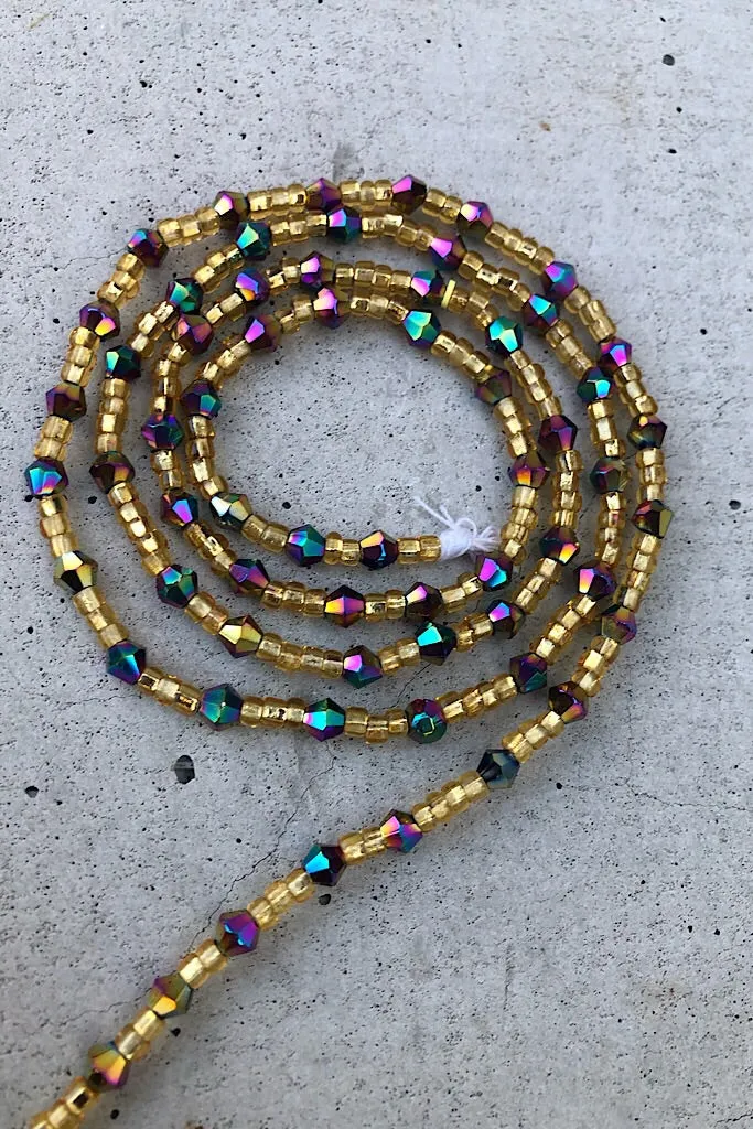 Rainbow and Gold Crystal Waist Beads