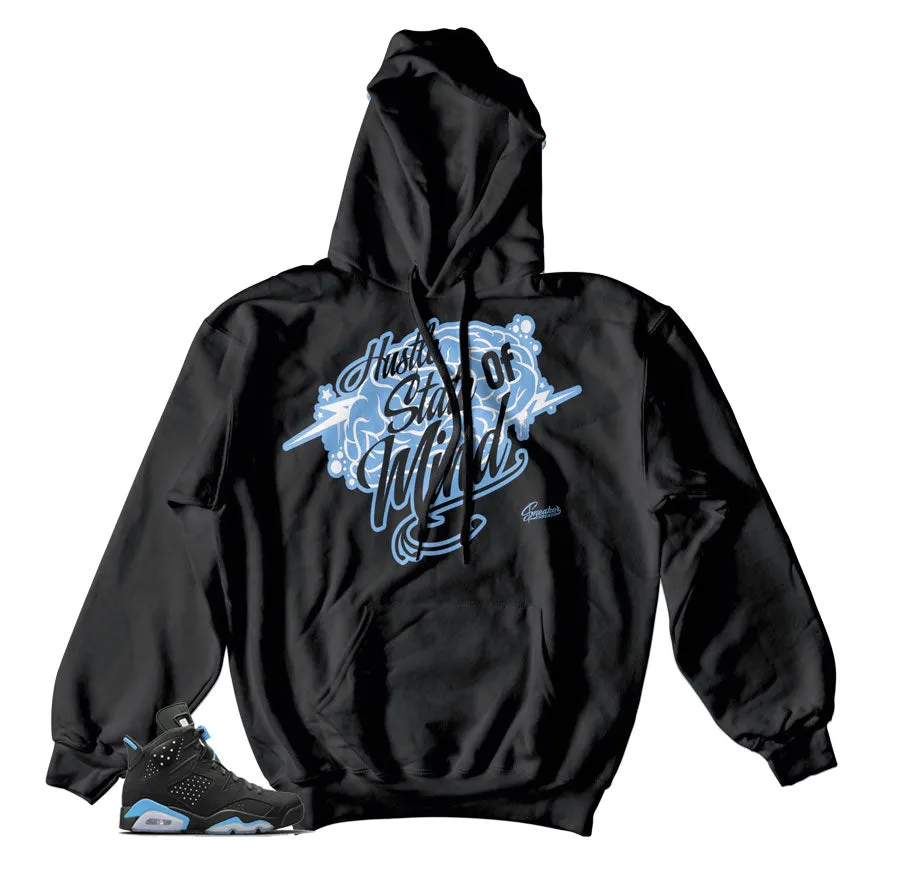 Retro 6 University Blue Hoody - Hustle State Of Mind - Black