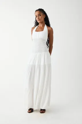 River Halter Maxi Dress - White