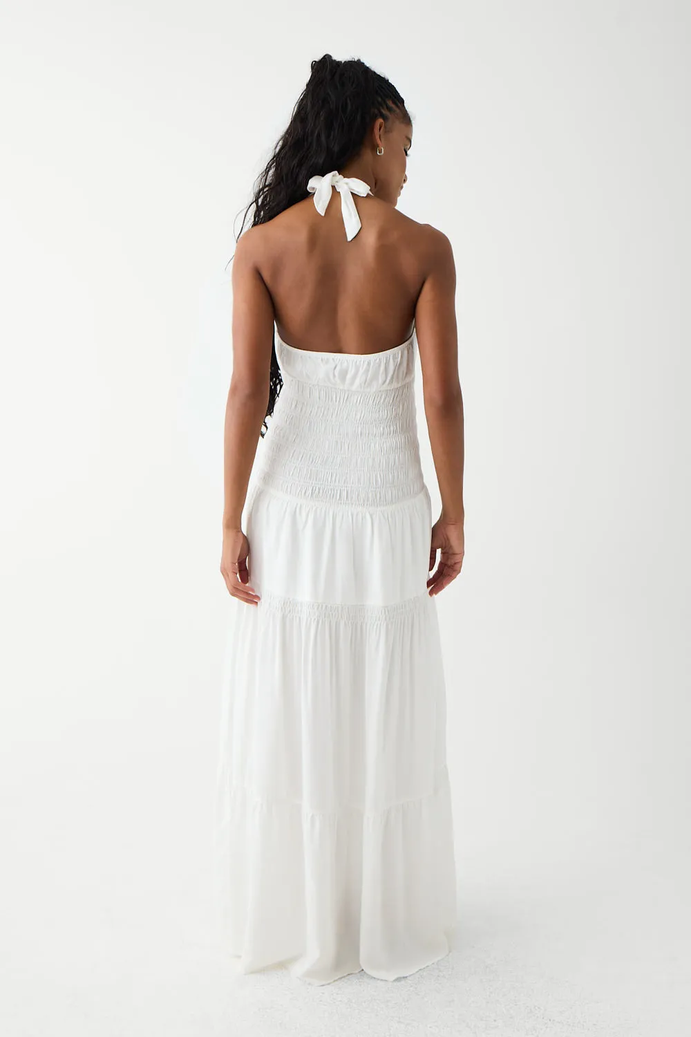 River Halter Maxi Dress - White