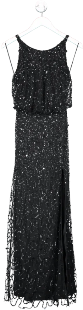 River Island Black Sequin Halter Neck Maxi Dress UK 8