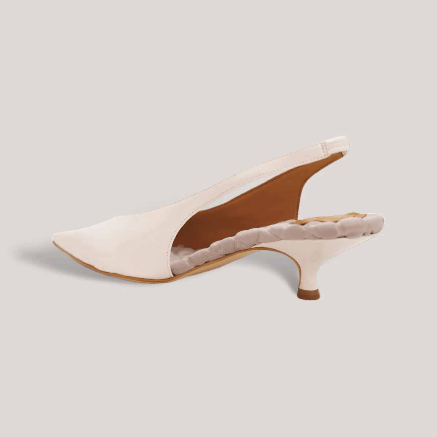 SILVANA | Ivory Vegan Patent - Kitten Heel Pump