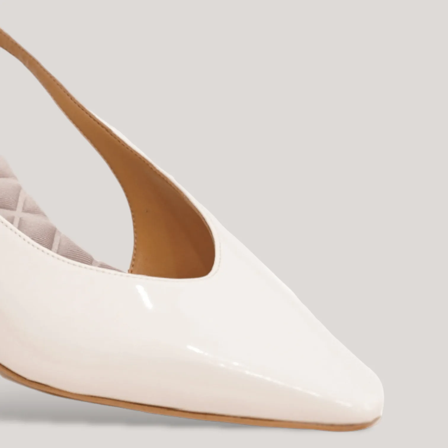 SILVANA | Ivory Vegan Patent - Kitten Heel Pump