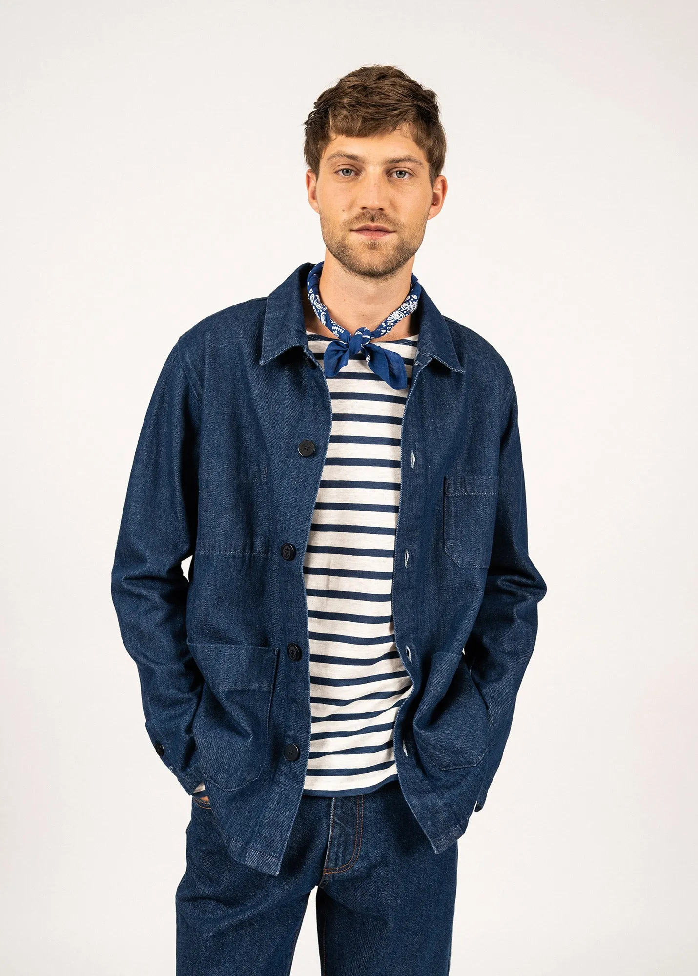 SIROCCO II - Navy French Chore Jacket | Workwear Cotton Canvas | Unisex Fit (DARK DENIM)