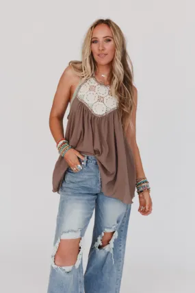 Sunseeker Crochet Halter Top - Mocha