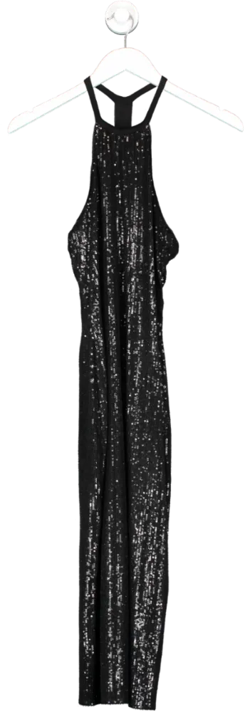 Superdry Black Sequin Halter Neck Midi Dress UK 8