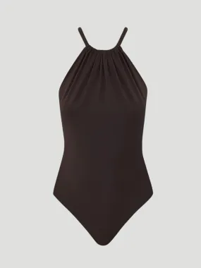 Tandém Brown Halter-Neck Swimsuit