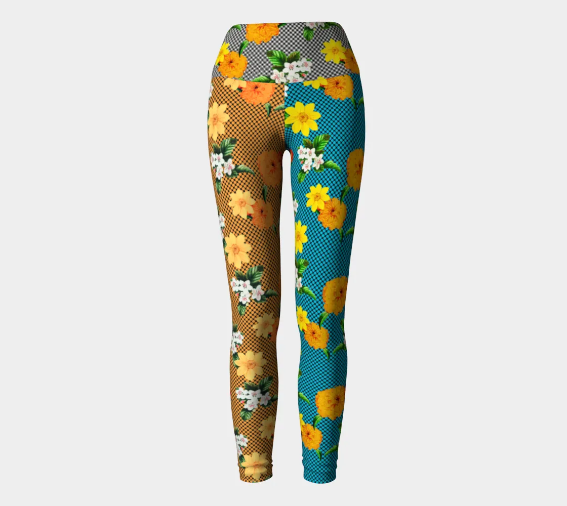 Tricolor Floral Yoga Leggings