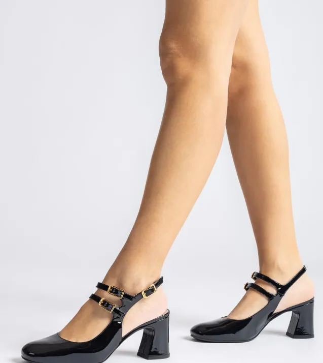 UNISA Black Patent Heeled Mary Jane Shoe Miluca