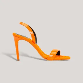 VIVIEN | Orange Vegan Patent Slingback Sandals