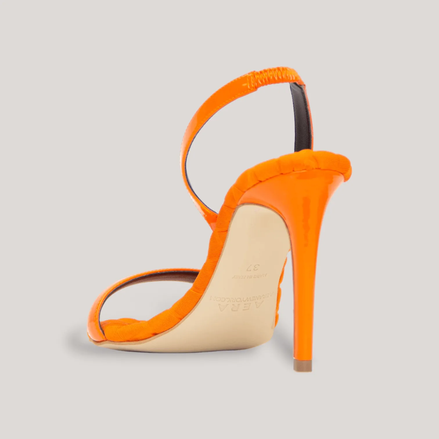 VIVIEN | Orange Vegan Patent Slingback Sandals