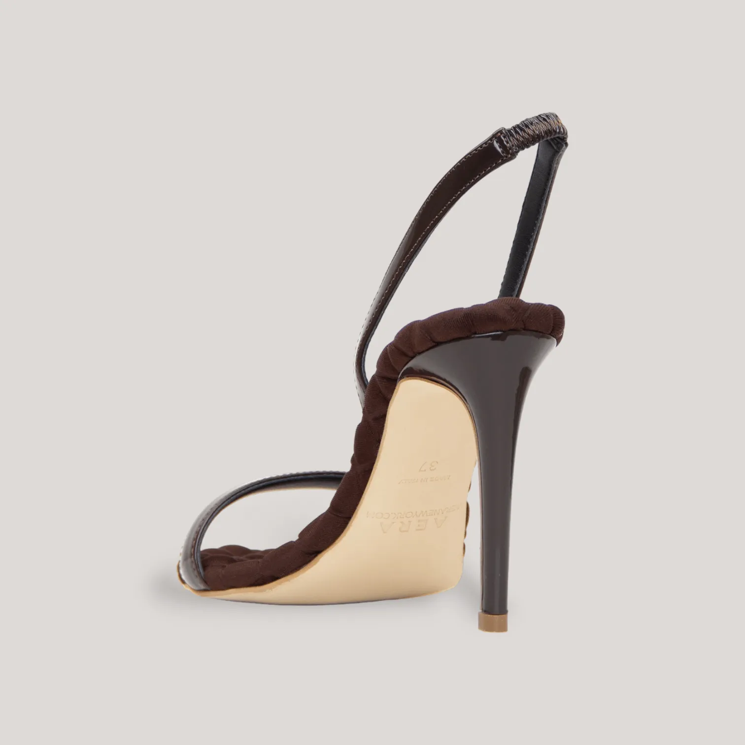 VIVIEN | Brown Vegan Patent Slingback Sandals