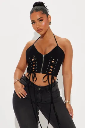 Weekend Vibe Halter Top - Black