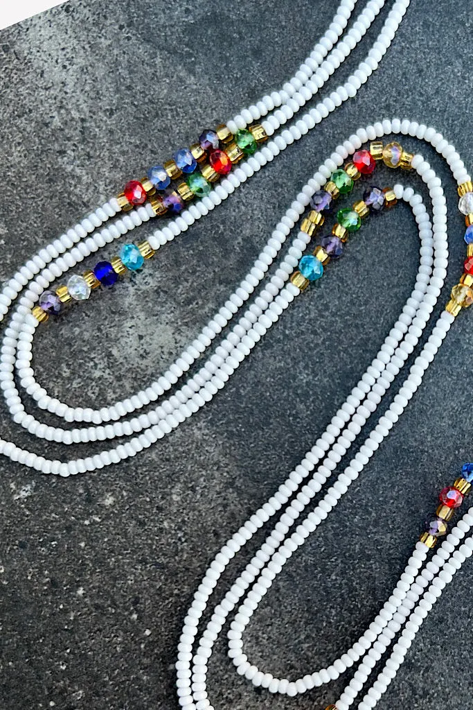 White Butterfly Tie On Waist Beads