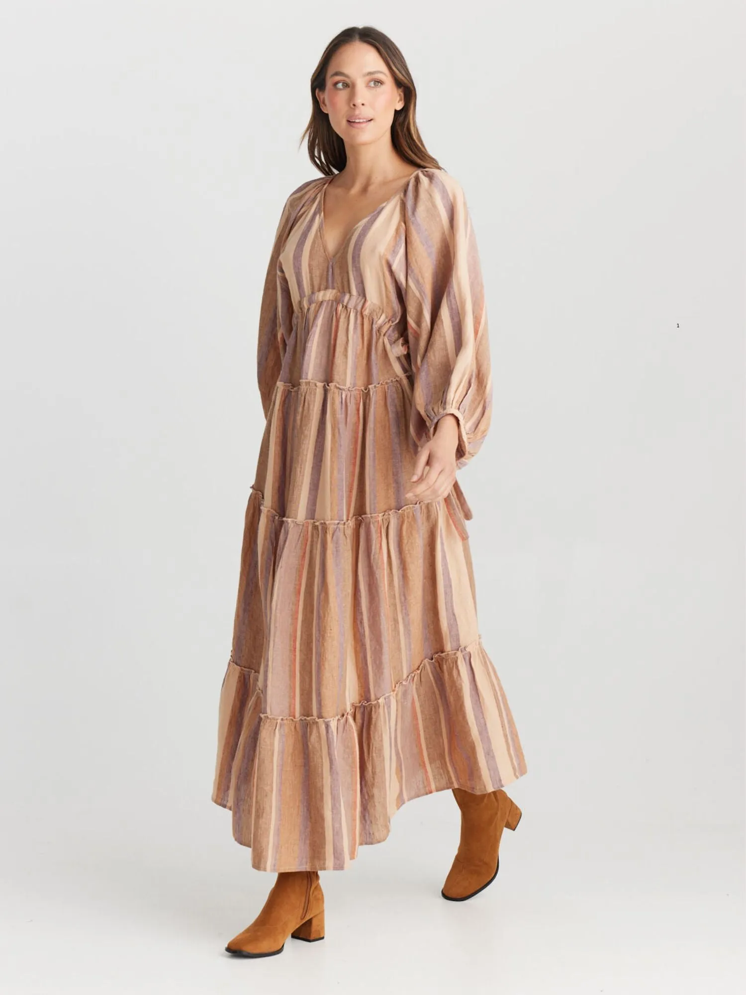 Wing & A Prayer Maxi Dress | Santal Stipe