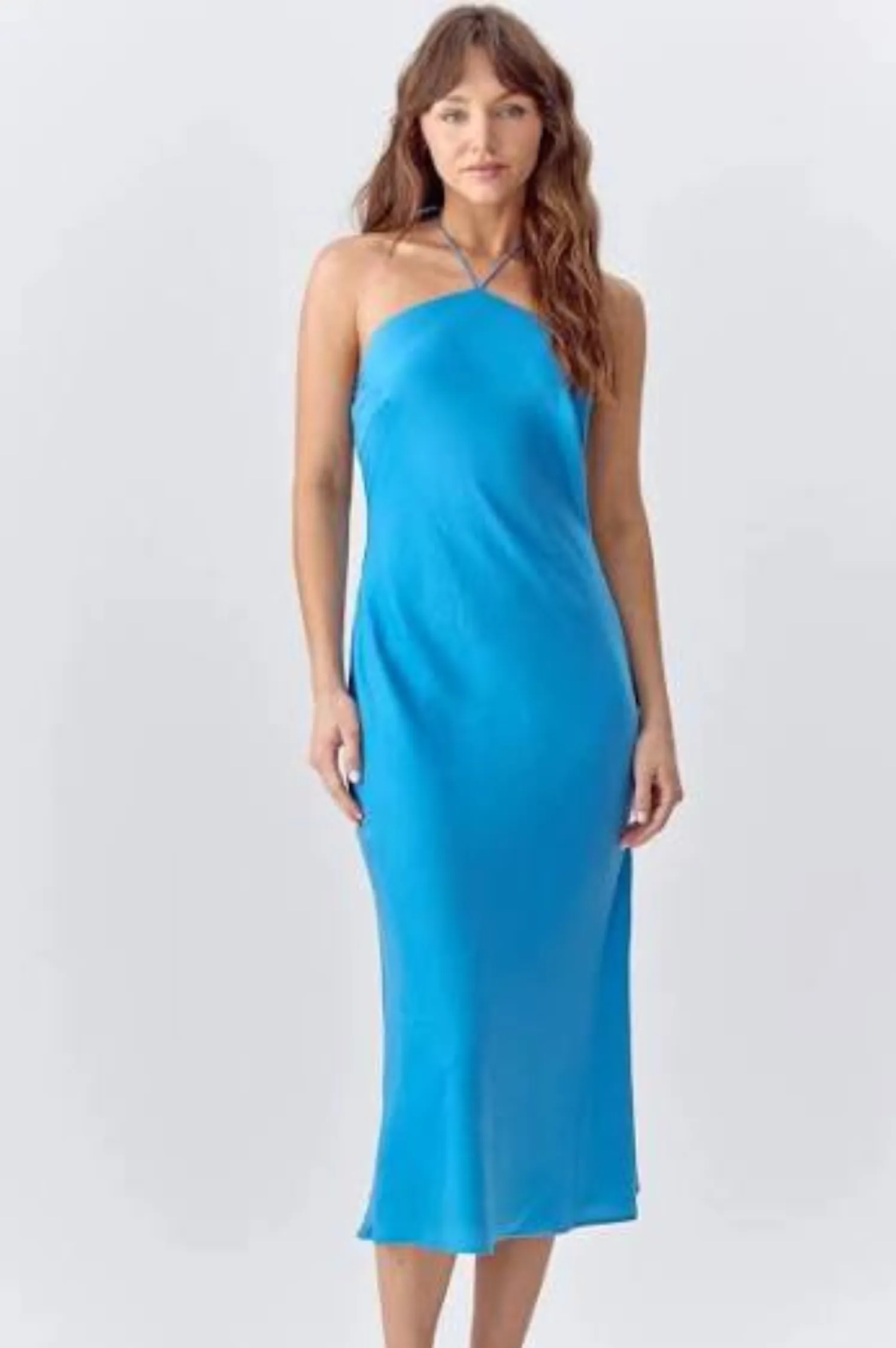 Yvonne Satin Halter Dress