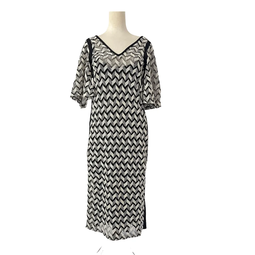 ZARA Black & White Knit with Black Slip Maxi Dress | Gently Used |