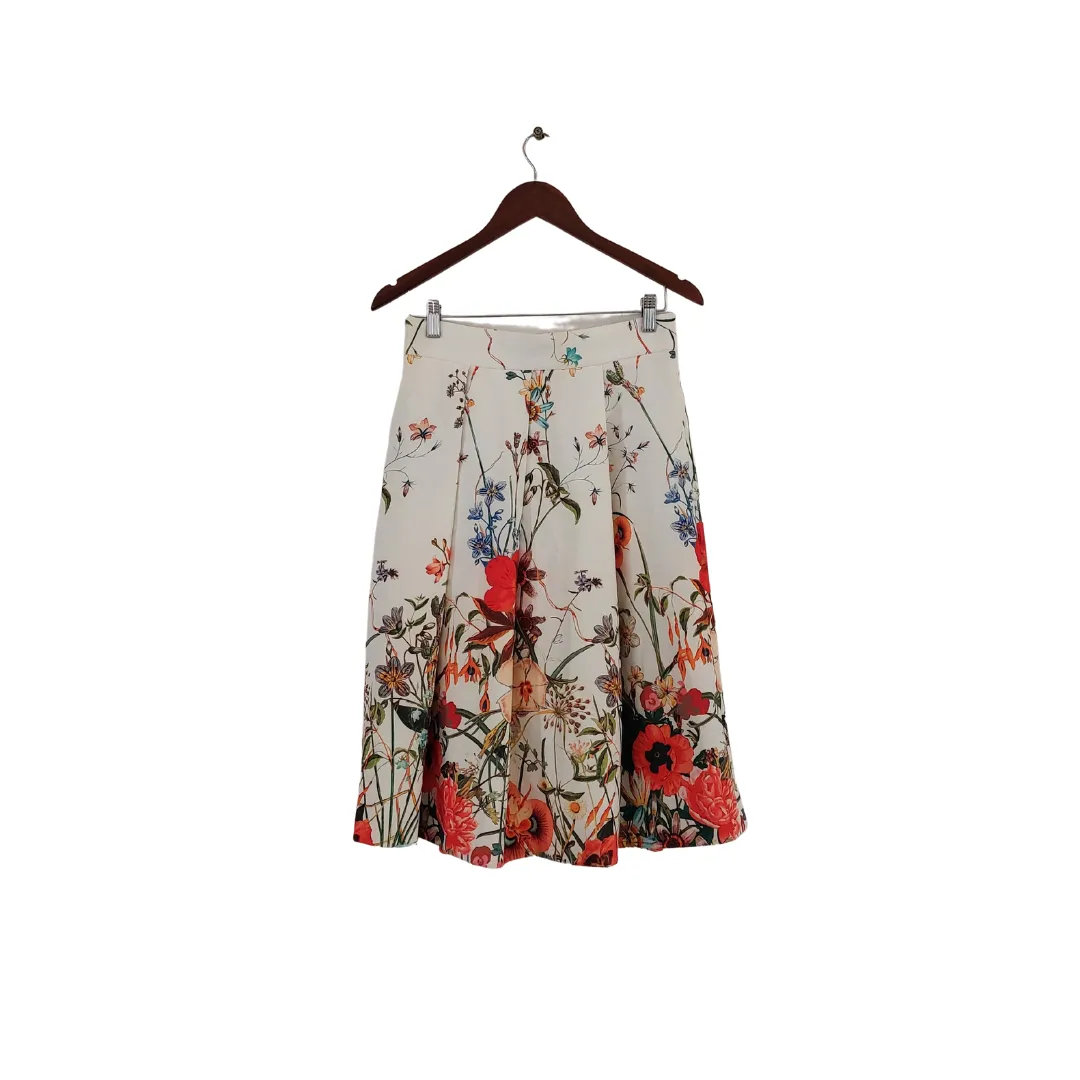 ZARA White Floral Printed Skirt | Pre Loved |